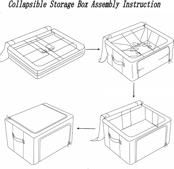 FHSQX 2 Pack Clothes Storage Bins Stackable Metal Frame Storage Box Foldable Linen Fabric Organizer with Carrying Handles and Clear Window (Light Gray, 15.7x 11.8x 7.8Inch) - Image 7