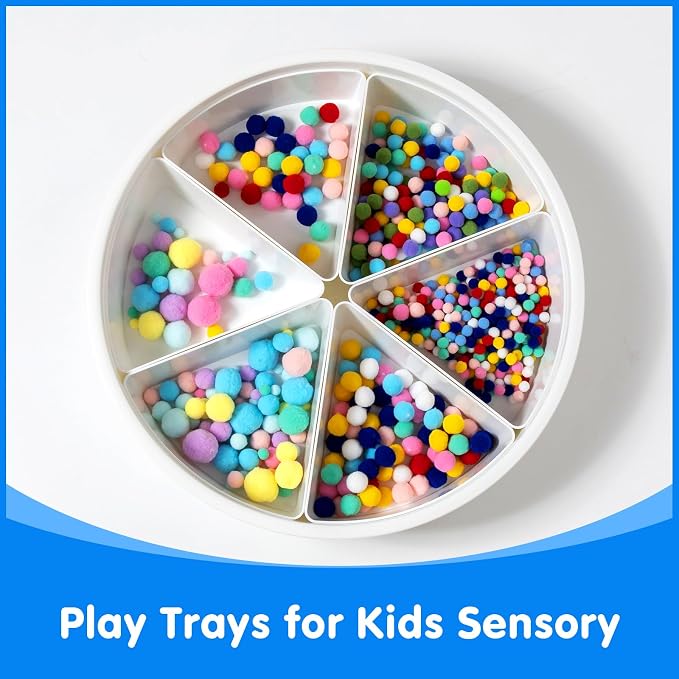 Round Sensory Bin with Lid for Play and Educational Activities | Large (16.9") - Sealable with 6 Removable Storage Dividers - Image 5