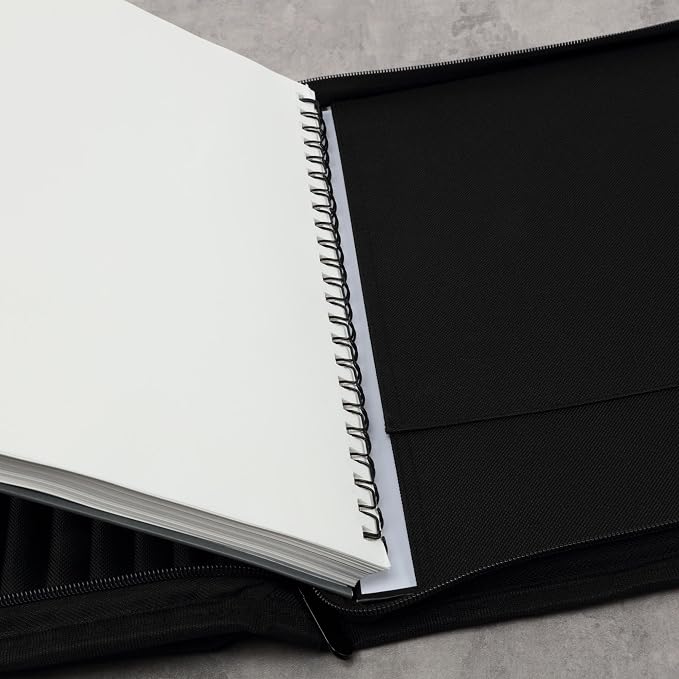Creative Mark Sketch Folio Plus - Water-Resistant Zippered Nylon Sketch Padfolio, Black Art Travel Bag for Plein Air Artists, Holds 9x12 Sketchbook, Pockets for Brushes, Pencils & Accessories - Image 7