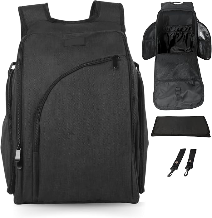 JOHAR Travel Diaper Backpack, Waterproof, Anti-Theft, Black | Spacious, Waterproof with Changing Pad, Insulated Pockets, Anti-Theft Pocket - Image 6