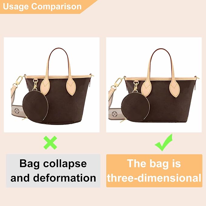 Small Purse Organizer Insert for Handbags, Felt Neverfull BB Organizer Insert,Mini Tote Bag Organizer with Zipper Pocket, Fit Neverfull BB Longchamp Xtra Energy S and More, Brown-XS - Image 3