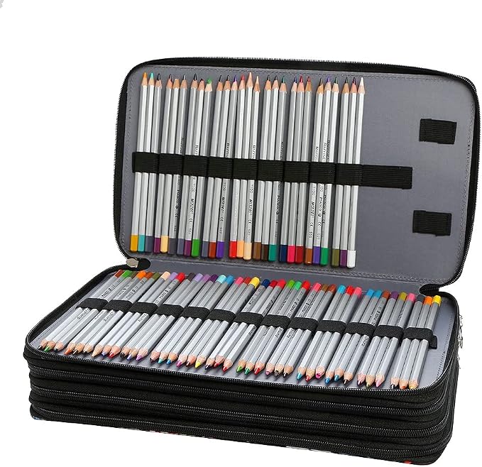 300 Slots Colored Pencil Case Organizer, 4 Layer Bag | Twill Oxford fabric,103 elastic loops,detachable handle,for travel,home storage,drawing tools,creative gifts - Image 3
