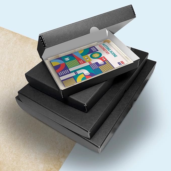 Golden State Art, Clamshell Archival Folio Storage Box 16x20 Inch, Black | Acid-Free Photo Box with Metal Edge Corner, Preserve And Store Paper Documents Cards Prints Arts and Crafts DIY Projects - Image 6