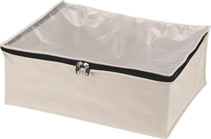 Household Essentials 3364-1 Cotton Canvas Blanket Storage Bags | Natural, Off-White by HouseholdEssentials