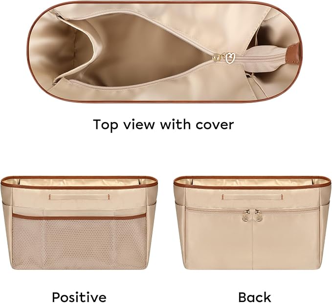 GIVLEFLY Purse Organizer Insert for Tote Bag, 12.99 Inch Satin Bag Organizer with Zipper Pocket, Multi Pocket Handbag Organizer - Image 8
