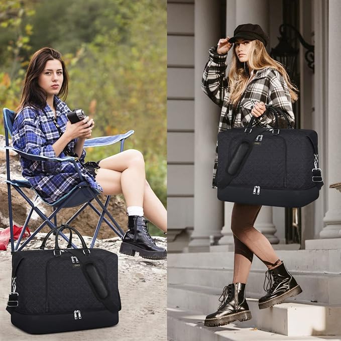 TIBES Travel Weekender Bag for Women, Overnight Bag with Shoe Compartment | 3PCS Large Travel Duffel Bag for Gym, Travel, Hospital, Business Trip, Carry On Tote, Wet & Dry Separation, Water Resistant - Image 2