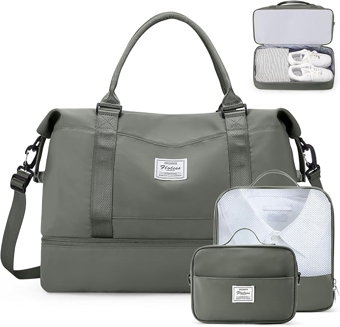 Weekender Bags for Women,Travel Duffle Overnight Bag with Shoe Compartment | Personal Item Carry On Bag,Gym Bag,3 Pcs Set by SYCNB
