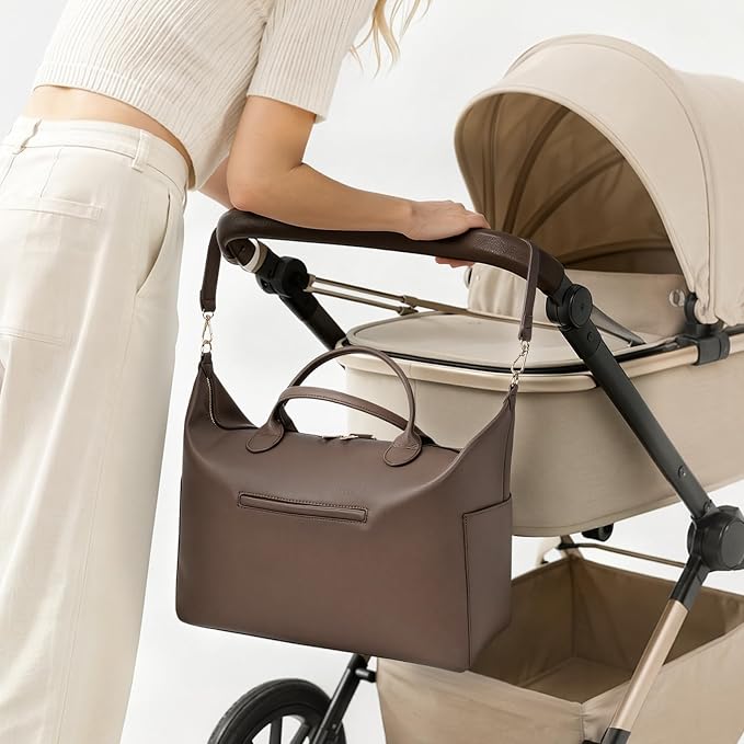 Diaper Bag Tote Convertible Vegan Leather Diaper Tote Backpack Diaper Mommy Bags Hospital Bag Work Totes - Image 2