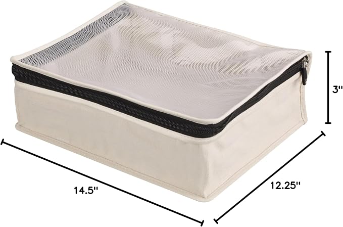 Household Essentials Canvas Sweater Storage Bags, 2-Pack, Breathable Cotton, Under-Bed Zippered Storage with Clear Top Window, Stackable, Cedar Insert Compatible (Not Included), Natural - Image 3