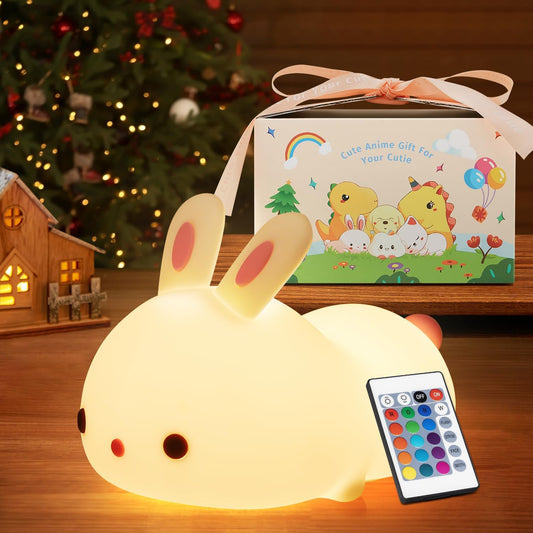 【Gifts Package】 Bunny Night Light for Kids Lamp, 16 Colors & Remote Rechargeable Kids Night Lights for Bedroom, Cute Gifts for Girls Gifts for Women