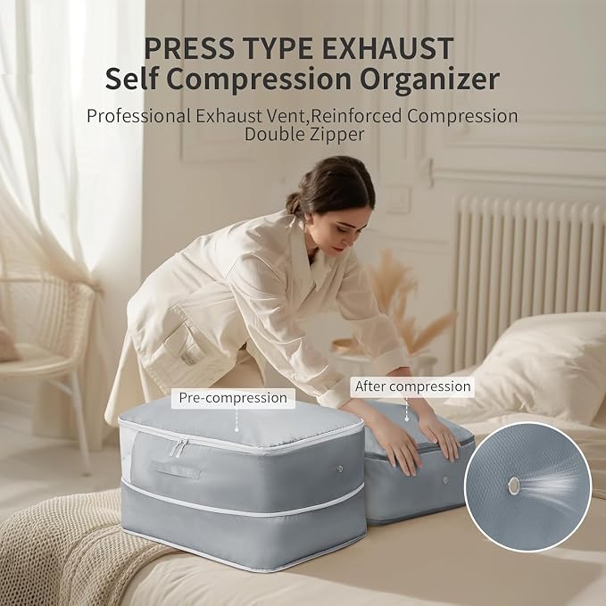 DIMJ Comforter Storage Bag 6 Pack - Blanket Storage Organizer Compression Bags, Large Capacity Ultra Space Saving Self Compression Organize for Bedding, Pillow, Duvet, Sheet Storage with Zipper Window - Image 2