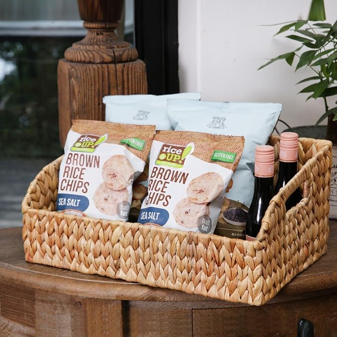Wicker Baskets for Organizing,Pantry Baskets with Built-in Handles, Handwoven Wicker Storage Basket, Water Hyacinth Storage Bins for Shelves, 3 Pack, Natural 4 Set - Image 8