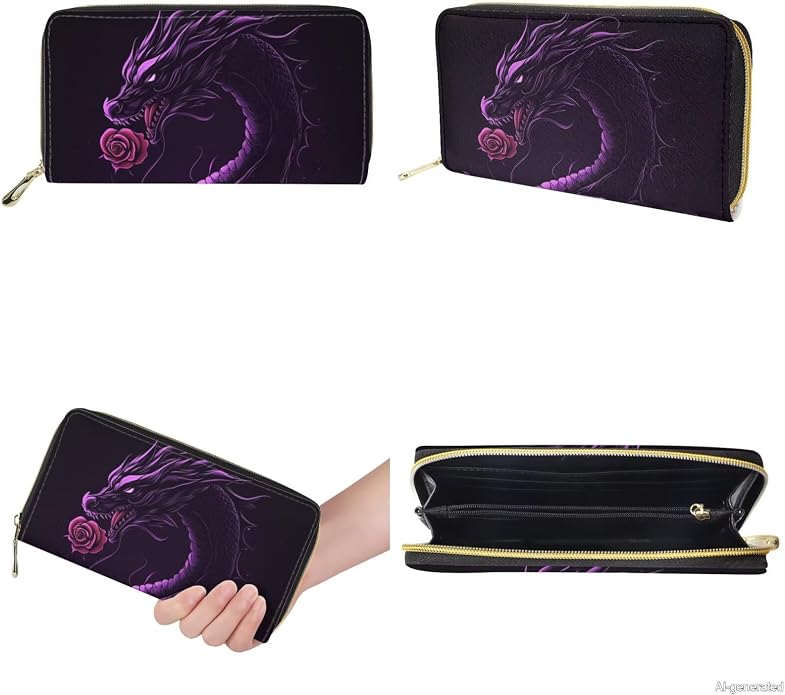 GIFTPUZZ Women Top Handle Bags Handbags with Zipper Leather Wallet Cash Card Phone Holder and Makeup Bag Set 3pcs - Image 7