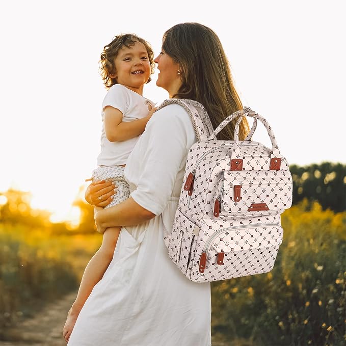 Legestori Baby Diaper Bag Backpack, Baby Bag for Girls Large Capacity with Stylish Flora, Travel Back Pack Multifunction Waterproof, Newborn Baby Registry Shower Gifts, Pink05 - Image 6