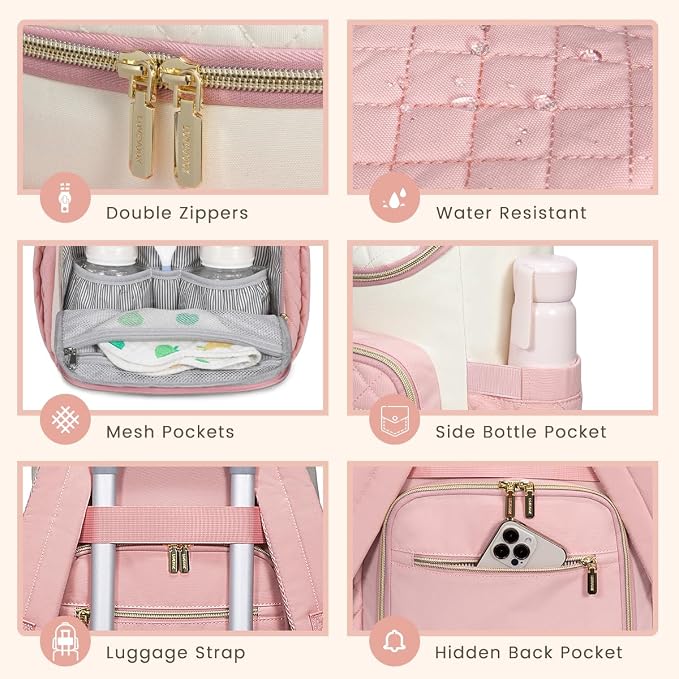LOVEVOOK Diaper Bag Backpack Large Capacity Baby Bag with Portable Changing Pad, Multifunction Baby Travel Backpack - Image 6