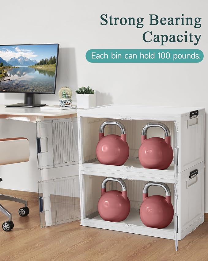 OlarHike 97QT Storage Bins with Lids for Closet, Office, Shelves, 4 Pack | Multi-Lid, Lockable Stackable, Large Capacity, Doors & Wheels, Garage, School, Foldable Containers & Organizers, Warehouse - Image 6