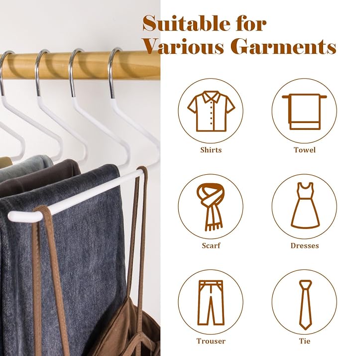 Pants Hangers,50-Pack Clothes Hangers, Non-Slip Open-Ended Pant Hanger,White Metal Hangers Design for Jeans,Slacks,Scarf (White) - Image 5