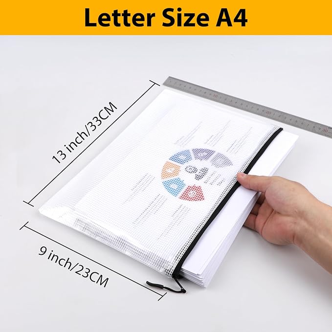 24pcs A4 Mesh Zipper Pouch File Bags, Black Reusable Zipper Bags for Organizing Storage, Waterproof Puzzle Bag, Zipper File Bags for Board Game Storage and School Office Supplies - Image 2