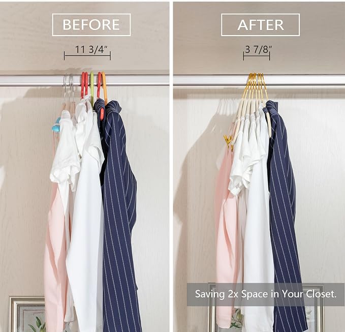 MIZGI Premium Velvet Pants Hangers with Adjustable Clips (Pack of 30) Slim Skirt Hangers- Non Slip Felt Outfit Dress Hangers Ivory - Gold Hooks,Space Saving Shirt Clothes Hangers - Image 6