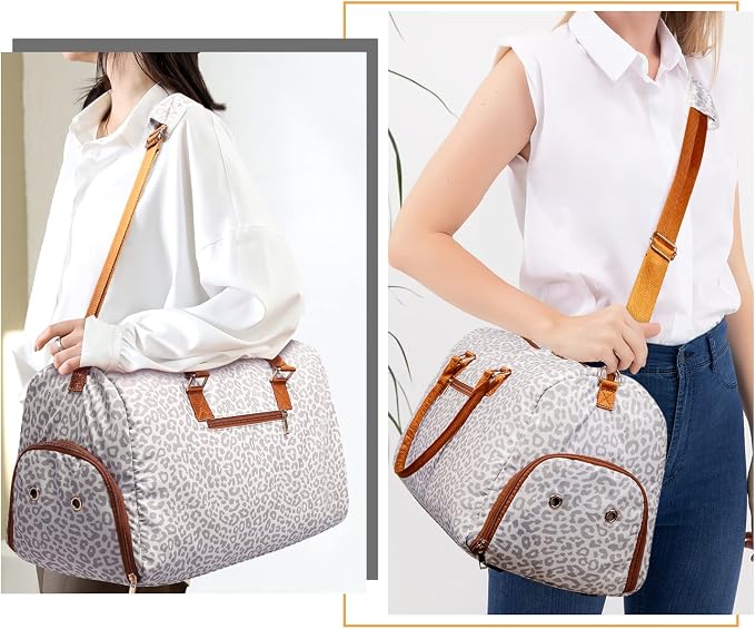 Duffle Bag for Travel, Weekender Bag with Shoe Compartment, Carry On Overnight Bag for Women with Toiletry Bag, Gym Bag with Wet Pocket, Hospital Bags for Labor and Delivery Beige - Image 6