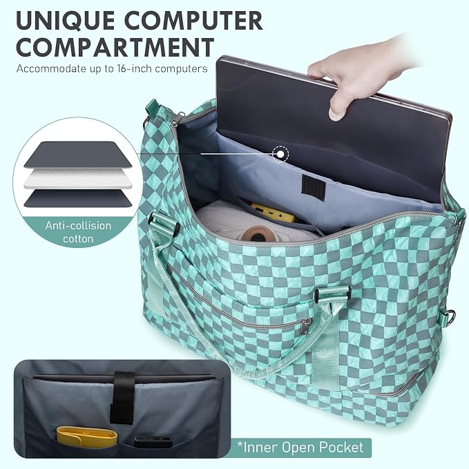 WOOMADA Weekender Overnight Bag for Women, Shoulder Travel Duffel with Shoes Compartment,Gym Bag with Toiletry Bag - Image 3
