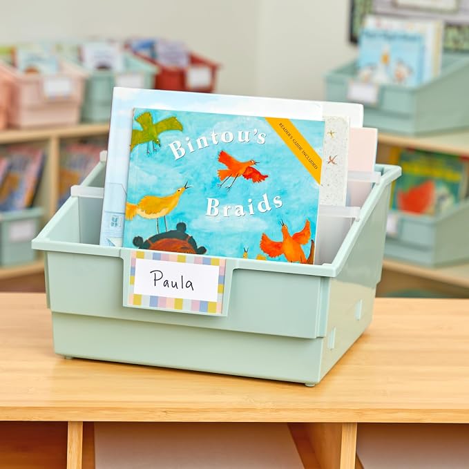 Really Good Stuff Picture Book Classroom Library Bins with Dividers, 6-Pack | Mint Green, 13.5 in W x 13.5 in D x 7.75 in - Image 5