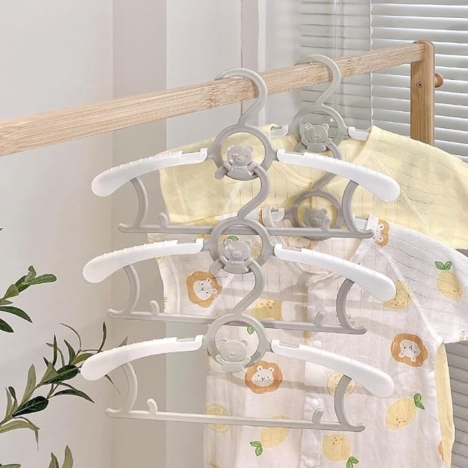 Baby Clothes Hangers 50 Pack, Plastic Kids Hangers Space Saving for Closet | Grey Hanger for Toddler Girl and Boy - Lightweight Anti-Slip Cascading Padded Extendable Adjustable Pant Bear Children Hangar - Image 8