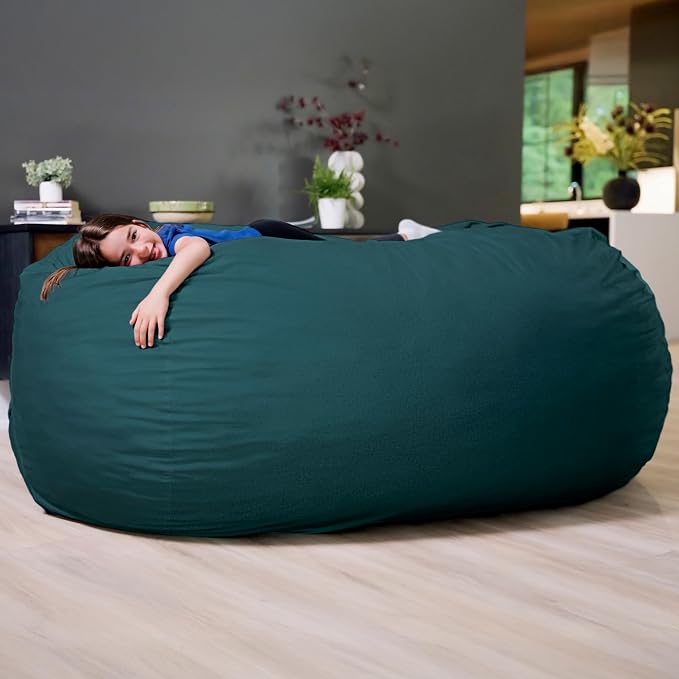 Big Joe Fuf 8Ft Giant Foam Bean Bag Chair, Oversized Couch with Removable Cover for Kids, Teens, Adults, Deep Sea Lenox, 8 Foot | Premium Shredded Foam Filled, Velveteen, Adult-Sized Comfortable Seating, Supports Up to 300 lbs - Image 2