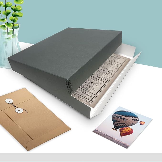 Golden State Art, Drop Front Archival Storage Box, Gray, 16.75x20.75x3 Inch | Acid-Free Museum Box with Metal Edge Corner, for Storing Artwork Photos Documents Prints Arts And Crafts - Image 8