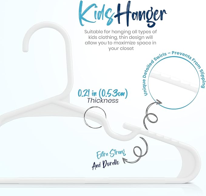 Utopia Home Kids Hangers 100 Pack – 11.5 Inch Baby Closet Hangers White | Plastic baby hangers | Fits children's & infant clothes | Gentle on delicate garments - Image 7