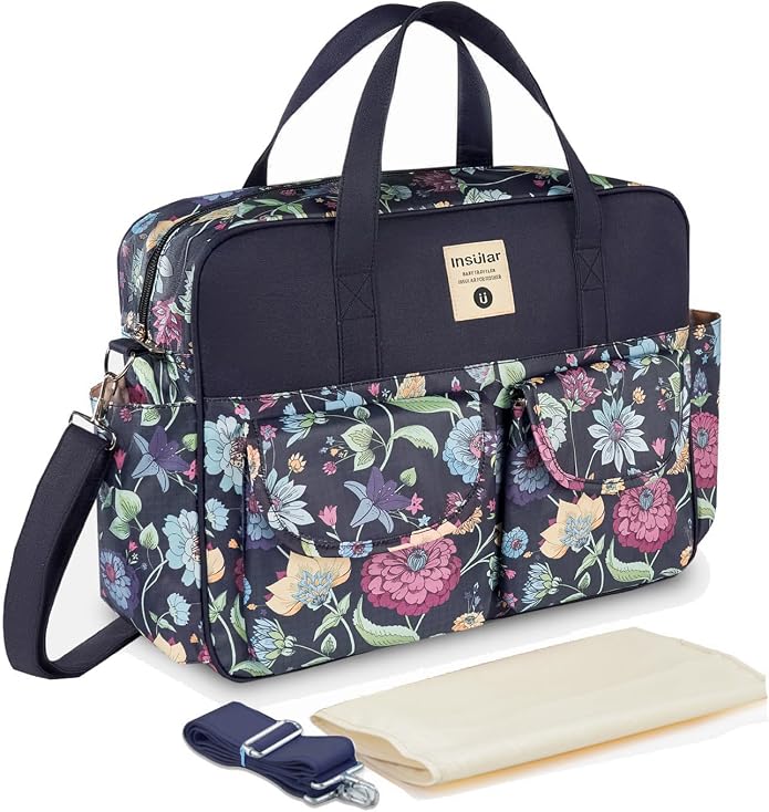 Kamay's Mummy Shoulder Bag Diaper Bag Chic Nappy Changing Bag Tote/Messenger Style Large with Changing Mat, Adjustable Straps by Kamay%27s