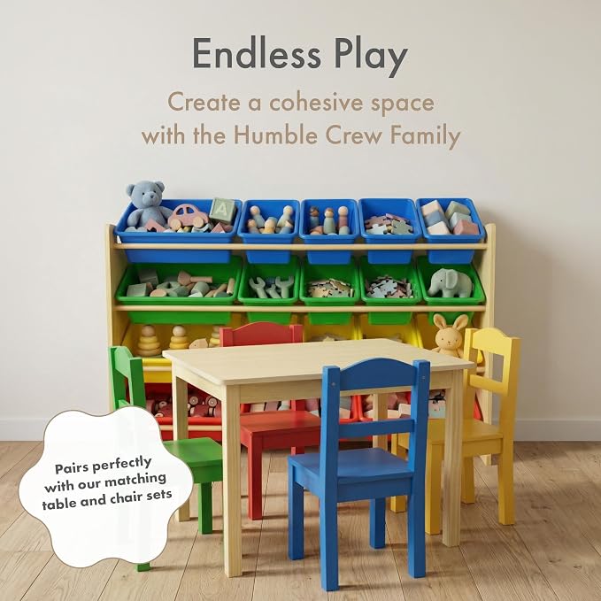 Humble Crew Kids Toy Organizer with 20 Bins, 4 Tier Storage for Playroom | Sturdy wood and steel toddler shelf, removable BPA-free containers, wall anchor anti-tip safety kit for bedroom or classroom - Image 8