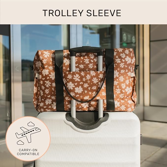 Austin Carry-On Travel Duffel Bag for Women, 18” Weekender Bag with Laptop Sleeve, Durable Material, and Trolley Sleeve, Ideal for Work, Gym, and Overnight Trips (Terracotta Blossom) - Image 3