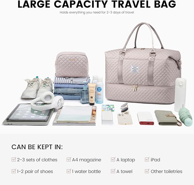 LOVEVOOK Travel Duffle Bag,Weekender Bags for Women with Shoe Compartment，Carry on Overnight Bag with Toiletry Bag,Gym Duffel Bag with Wet Pocket, Hospital Bags for Labor and Delivery - Image 7