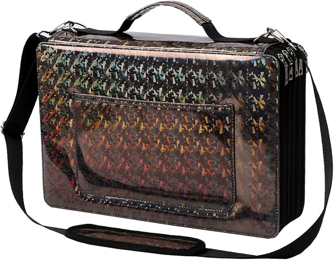 Large Capacity Colored Pencil Case - 500 Slots PU leather with Zipper Closure Portable Organizer for Watercolor Pencils Ideal for Artists（Black） by HMZSP