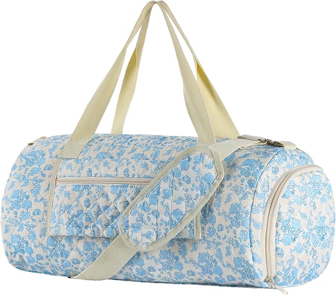 Floral Quilted Duffle Bag, Weekender Travel Bag for Women | Floral Quilted Duffle Bag for Women, Spacious Weekender Travel Bag with Separate Shoe Compartment and Multi Pockets by Unknown