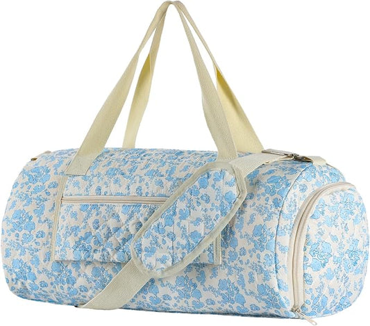 Floral Quilted Duffle Bag, Weekender Travel Bag for Women | Floral Quilted Duffle Bag for Women, Spacious Weekender Travel Bag with Separate Shoe Compartment and Multi Pockets by Unknown