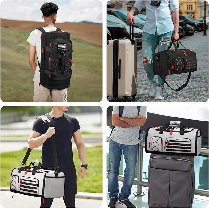 BOSSTIN Gym Bag for Men & Women, 45L-50L Expandable Sports Duffle Bag | Convertible Duffel Backpack, Comes with Toiletry Bag, Shoe Compartment & Wet Pocket, for Workout, Weekender, Overnight Travel - Image 6