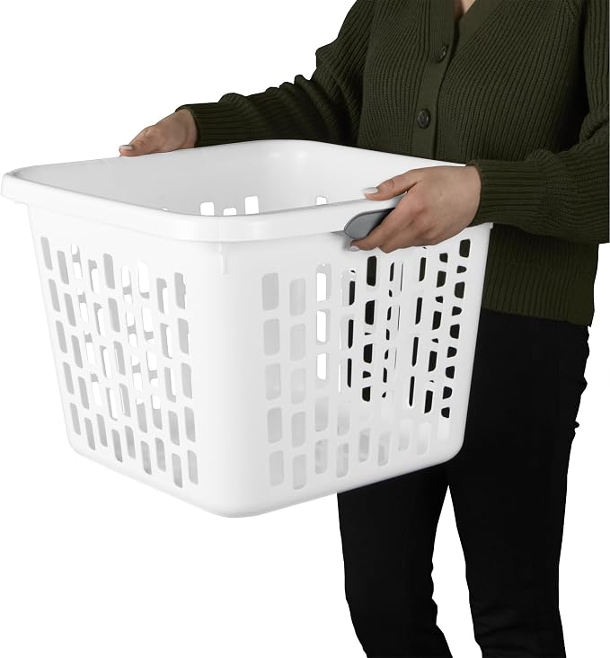 Sterilite Square Laundry Basket, Plastic Clothes Hamper, 12 Pack | 1.5 Bushel Capacity, White, Large Bin with Comfort Grip Handles and Reinforced Rim - Image 6
