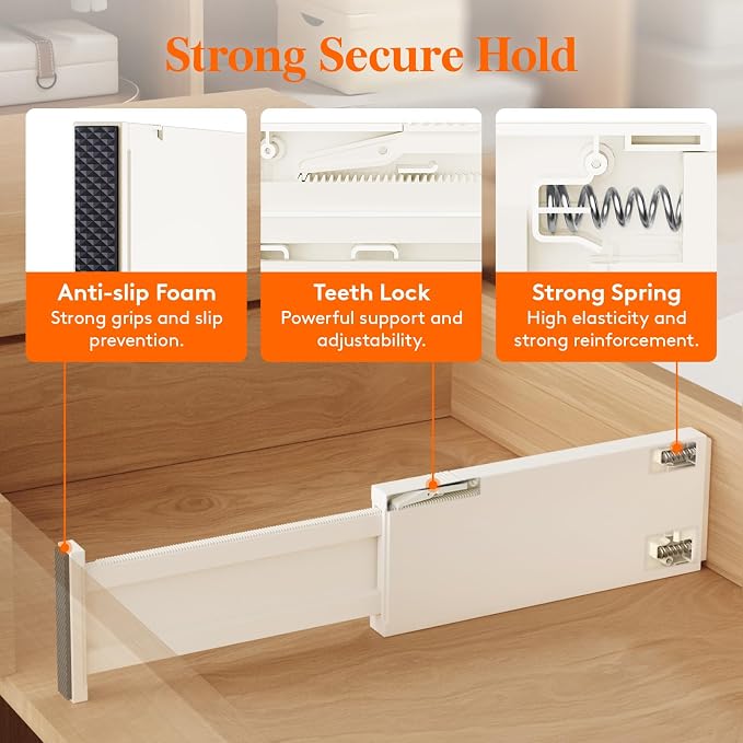 Lifewit 4" High Upgrade Drawer Divider, Adjustable Drawer Organizer Clothes | 20 Pack 11-17" Expandable Beige Plastic Drawer Separator for Dresser, Kitchen, Closet, Nursery, Office Organization & Storage - Image 3