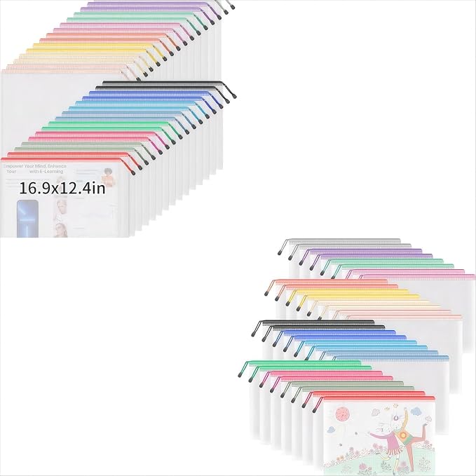 Umriox Zipper Pouch Bundle (32PCS 16.9x12.4 in & 32PCS 13.0x9.0 in) by UMRIOX