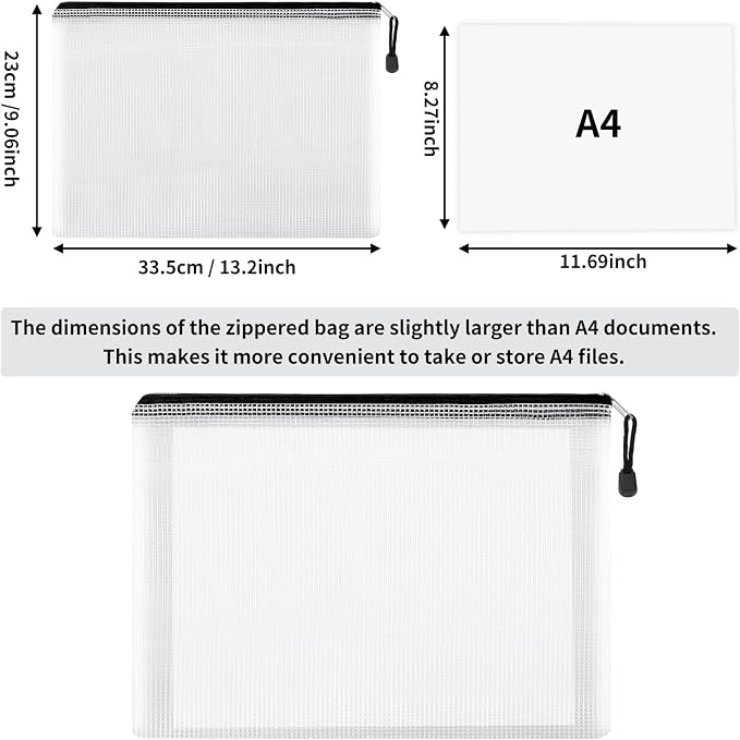 EOOUT 16pcs Mesh Zipper Pouch, Puzzles, Board Game Storage Bags for Organizing, Waterproof Zip File Bags, Letter Size, A4 Size, for School Office Supplies, Storage Bags, 8 Colors - Image 2