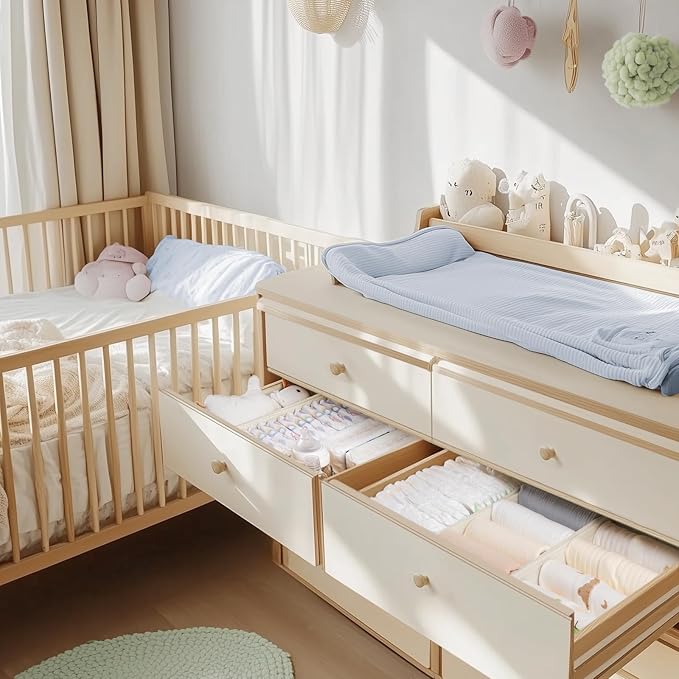 Drawer Organizer Clothes, 10 Pack Dresser Organizer for Baby Clothes, Underwear, Sock- Foldable Closet Organization and Storage Dividers Bins for Nursery, Bedroom (Beige) - Image 6