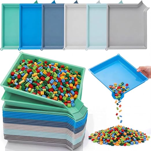 Reallnaive 24 Pcs Plastic Art Sorting Funnel Trays Quick Sorting Activity Serving Tray Stackable Craft Organizer for Classroom Beads Organizing Home Back to School DIY Project (Contemporary Color) by Reallnaive