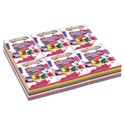 Colorations Construction Paper for Kids - 7 Colors - 3600 Bulk Sheets of 9X12 - Assorted Pack of Heavy-Duty Craft Paper | 3600 Sheets Bright Colored Paper, Bulk Pack Art Paper, Arts & Crafts, School Supplies, Drawing, Coloring, 3D Art by Colorations