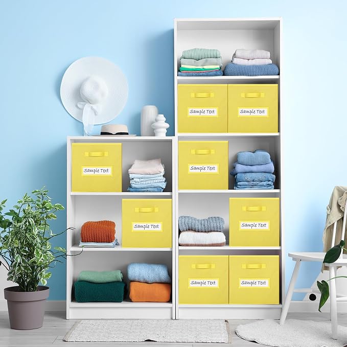 11x11 storage cube bins (Set of 10) Foldable Fabric storage cubes with 10 Labels Window Cards & a Pen,11 inch cube storage bin,Closet Organizers for Shelves,Cubby Organizer Boxes,Dark Yellow - Image 6