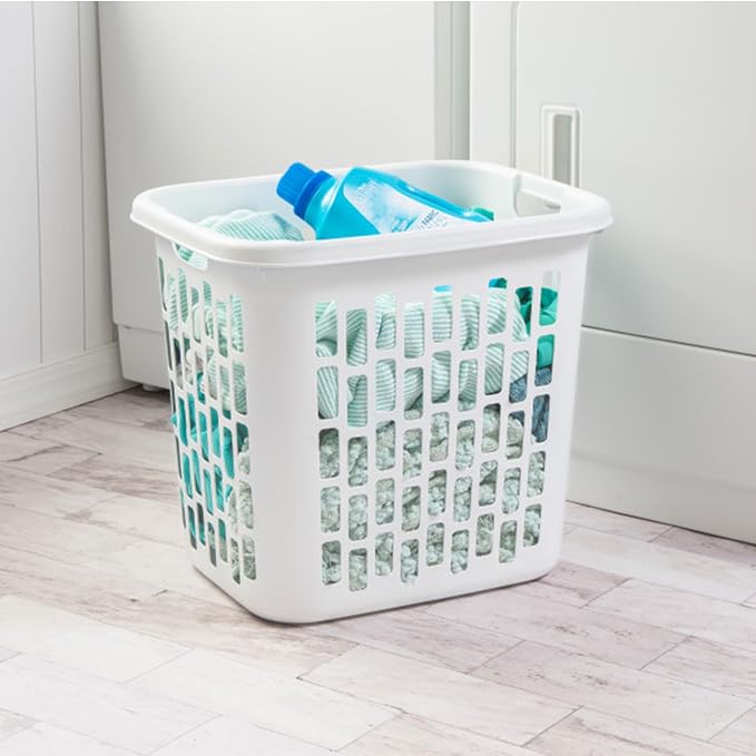 Sterilite Ultra Easy Carry Plastic Dirty Clothes Laundry Basket Hamper with Integrated Handles and Ventilation Holes, White (8 Pack) - Image 5