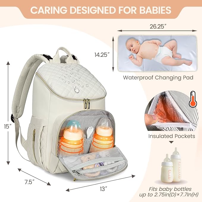 LOVEVOOK Diaper Bag Backpack Large Capacity Baby Bag with Portable Changing Pad, Multifunction Baby Travel Backpack - Image 3