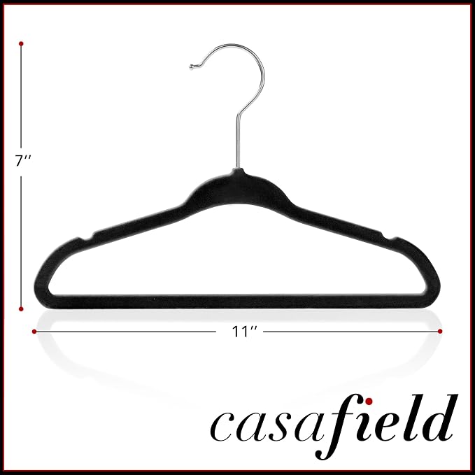 Casafield 50 Velvet Baby Hangers - 11" Size for Infant & Toddler Clothes - Black - Image 5