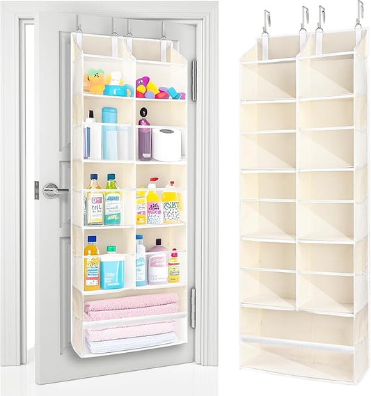 ULG Over the Door Organizer, 5-Tier Extra Large Hanging Storage with 10 Mesh Pockets, 100 lbs Capacity, Heavy Duty Door Organizer for Closet, Bedroom, Nursery Storage, Beige by ULG